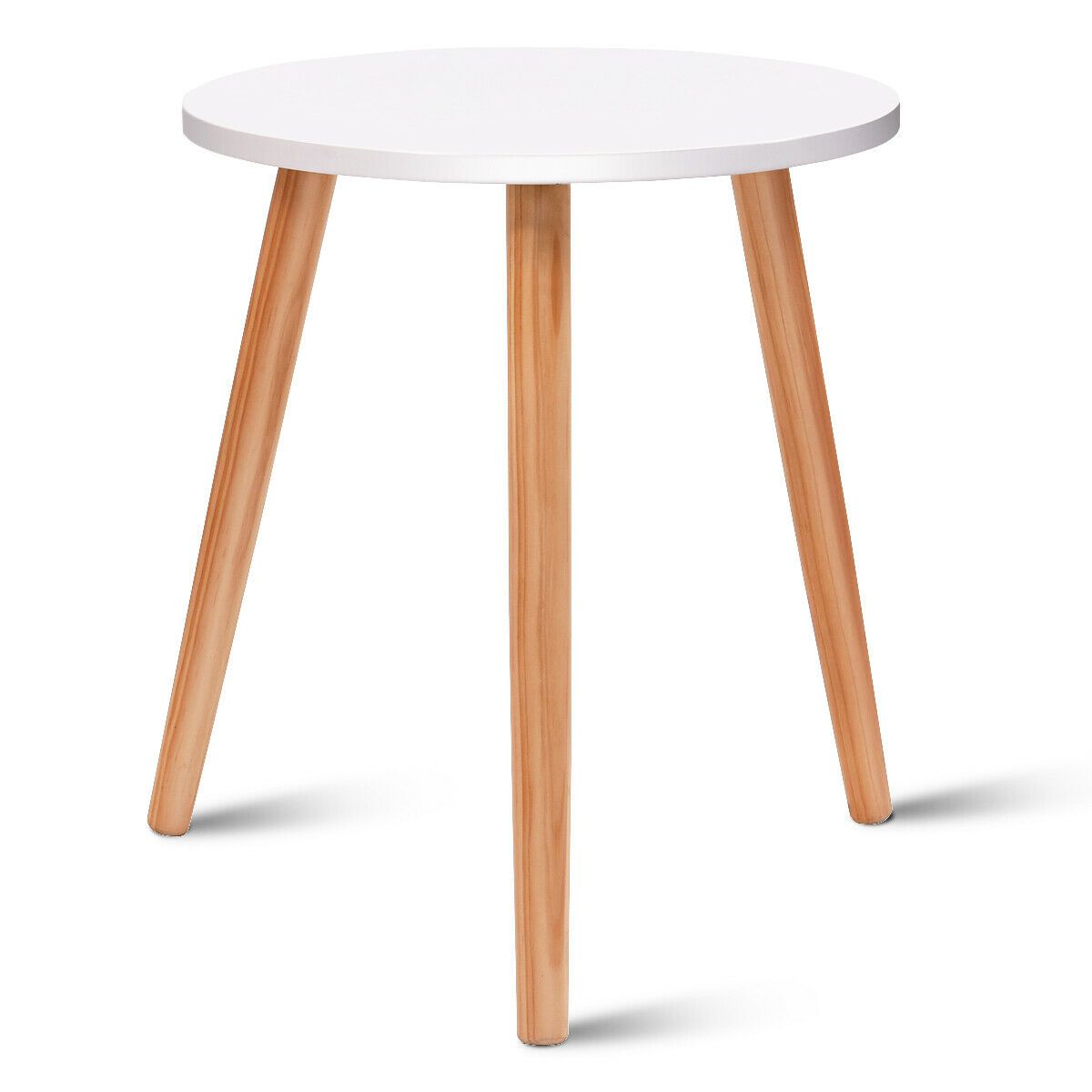 Round Occasional Side Table with Natural Wood Legs for Home and Office